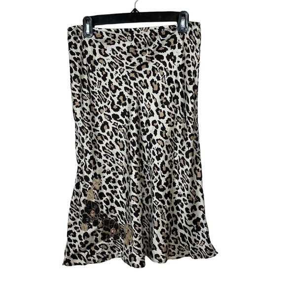 New York & Co. 100% Silk Leopard Print Skirt Size Small - Picture 1 of 5